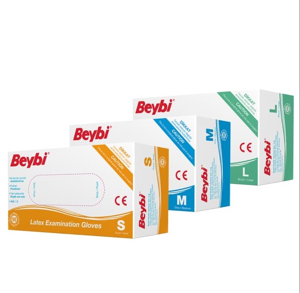 latex Pudralı Lateks Muayene Eldiveni - 100'lük Kutu - Görsel 1